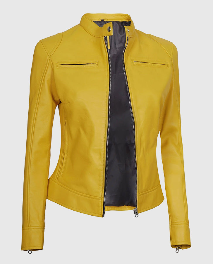 Women's-Yellow-Cafe-Racer-Leather-Jacket