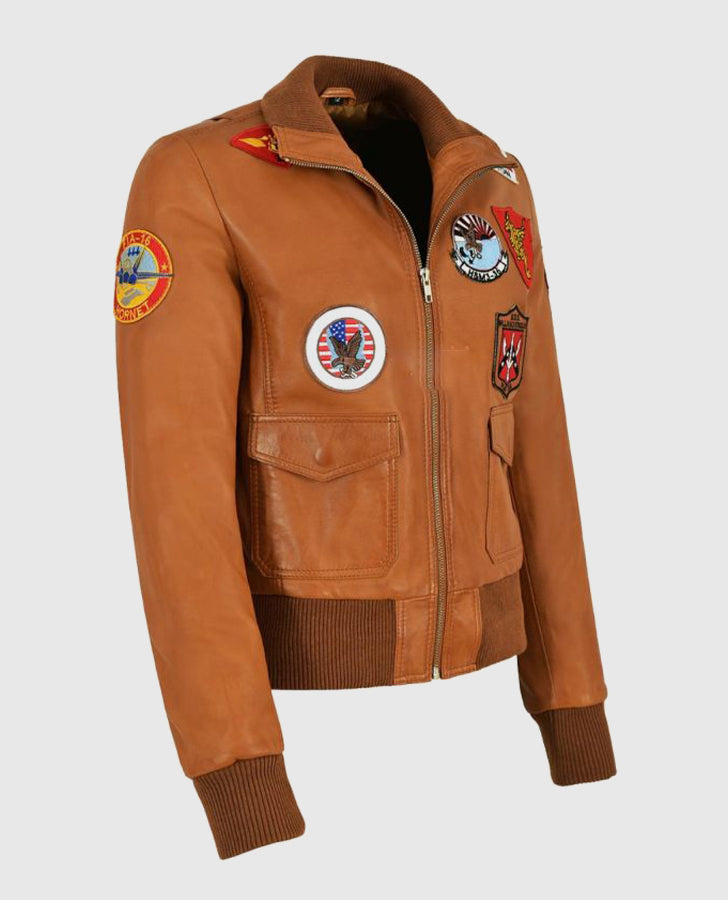 Women's Top Gun Brown Bomber Jacket