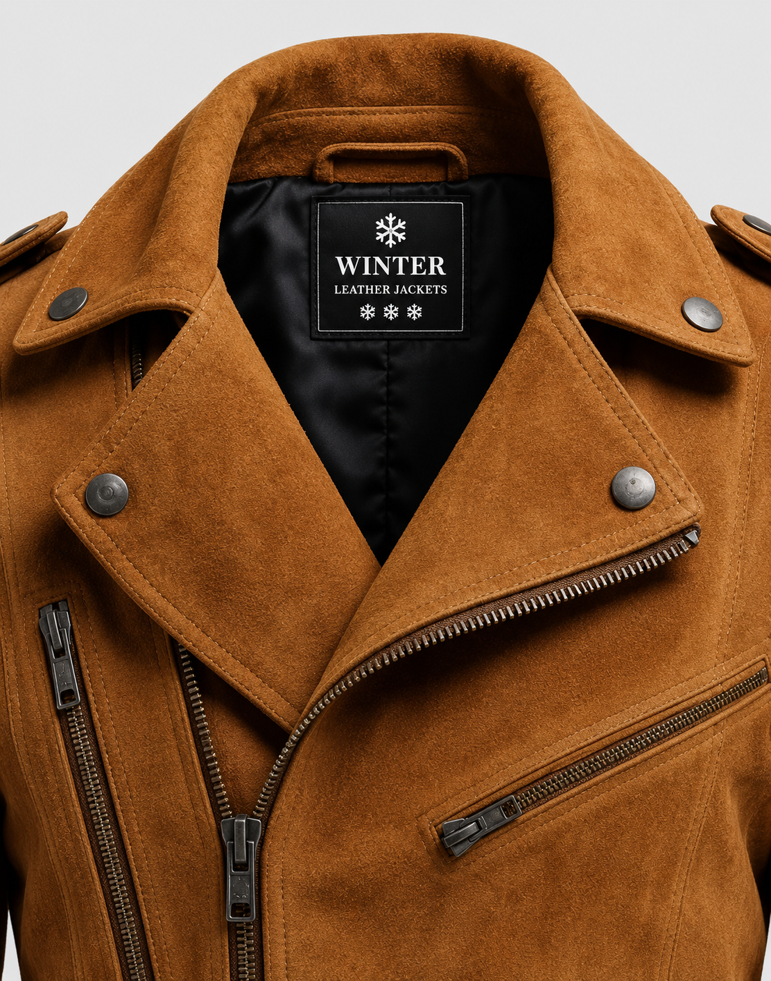 Men's Double Belted Suede Leather Biker Jacket