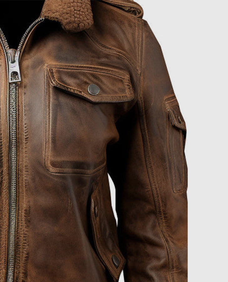 Womens-Vintage-Brown-Bomber-Leather-Jacket