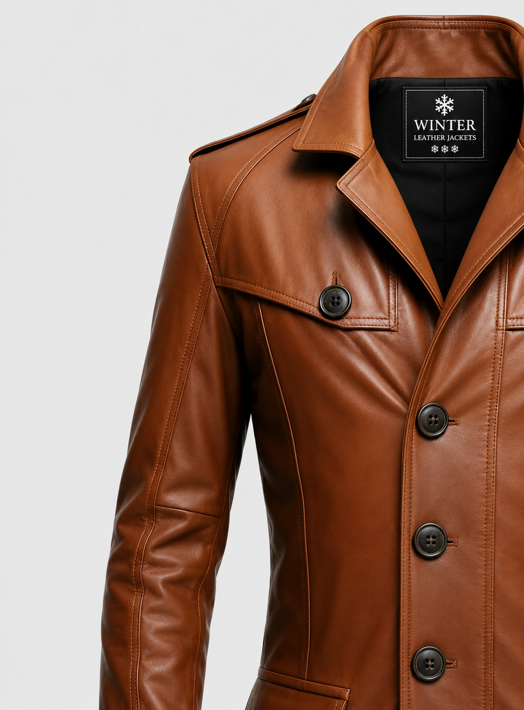 Men's Tan Brown Leather Coat