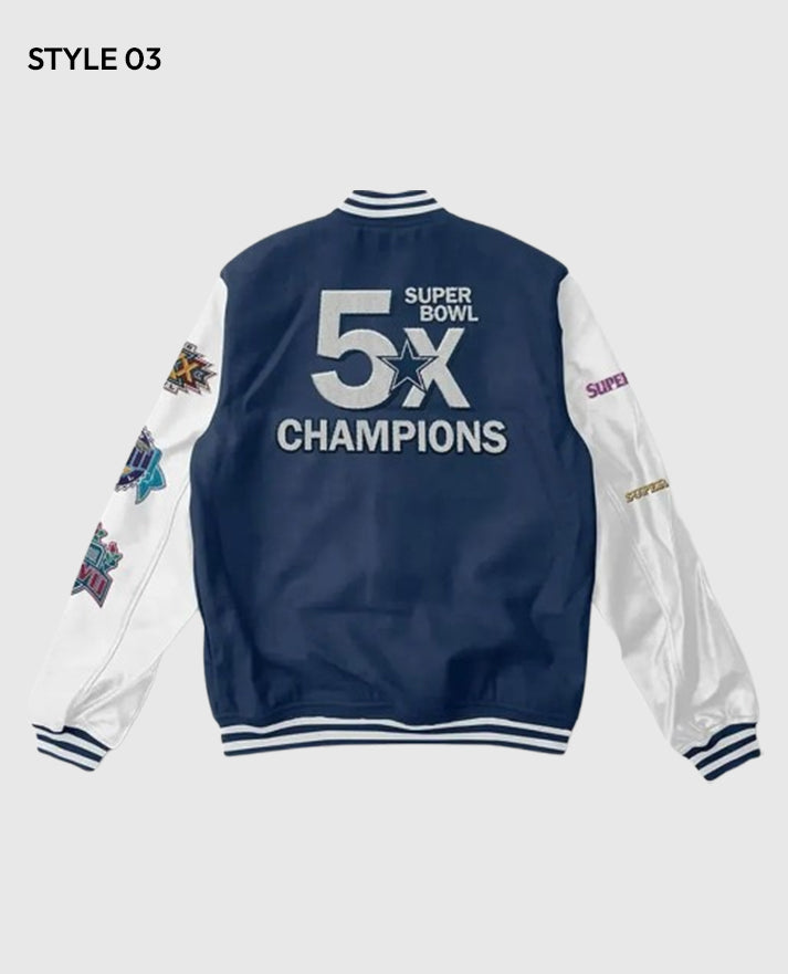Dallas Cowboys Super Bowl 5x Champions Varsity Jacket