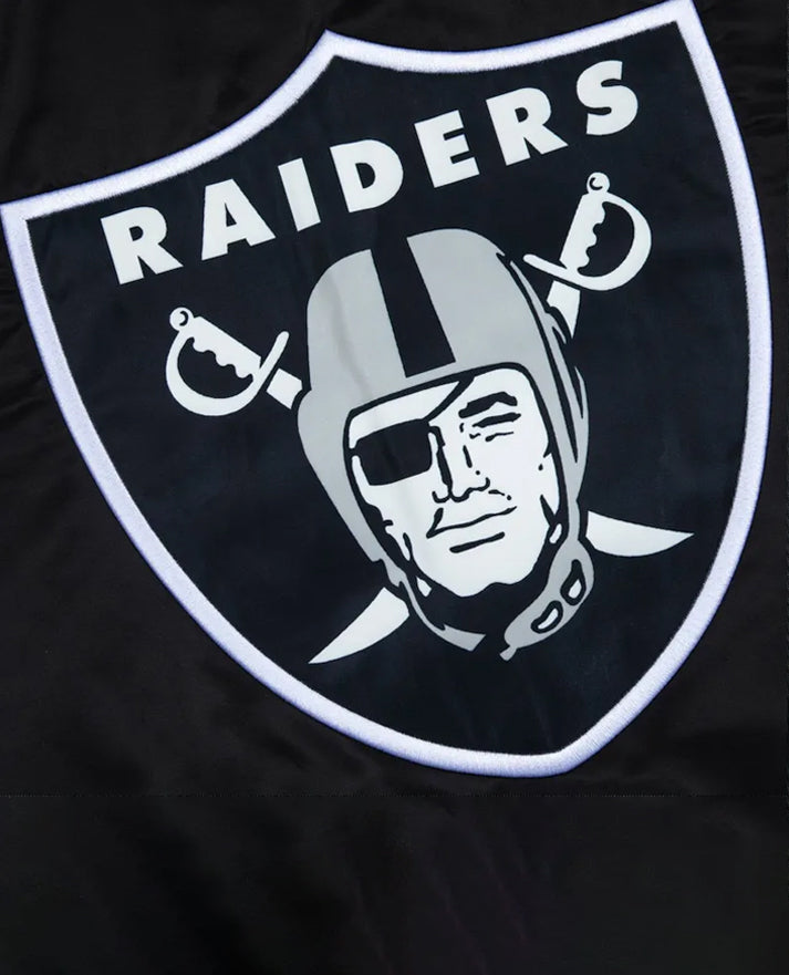 Las Vegas Raiders Gray and White Rib Bomber Black Jacket
