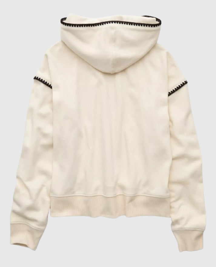 AE Contrast Stitct White Hoodie