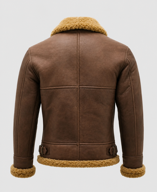 B3 Shearling Flying Aviator Brown Leather Jacket