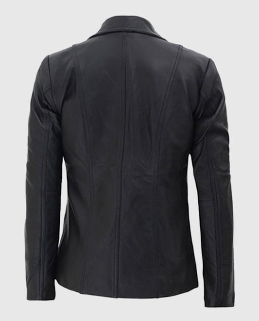 Black Leather Blazer for Women