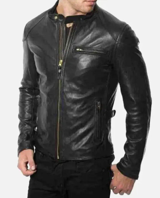 Black Wings Printed Halloween Black Leather Jacket