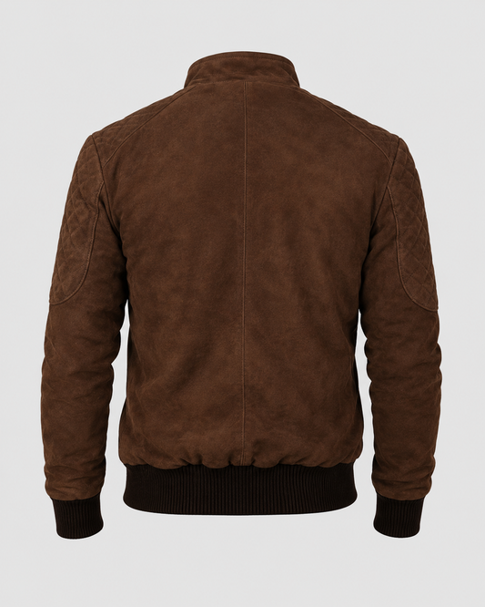 Brown Bomber Suede Leather Jacket