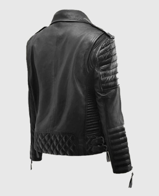 Charlotte Burnt Black Leather Biker Jacket