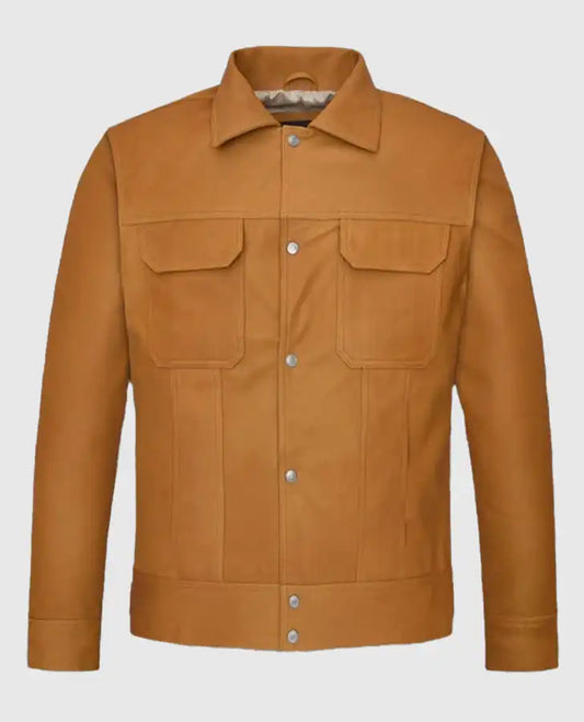 Emily in Paris S03 Lucas Bravo Brown Leather Jacket