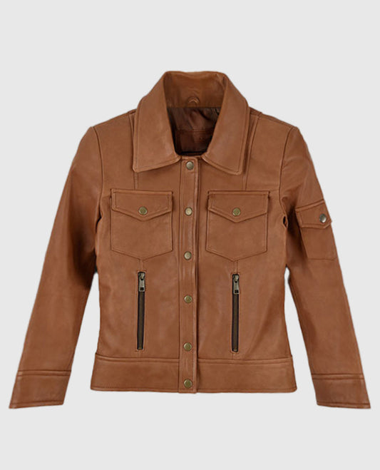 Gigi Hadid Tan Leather Jacket