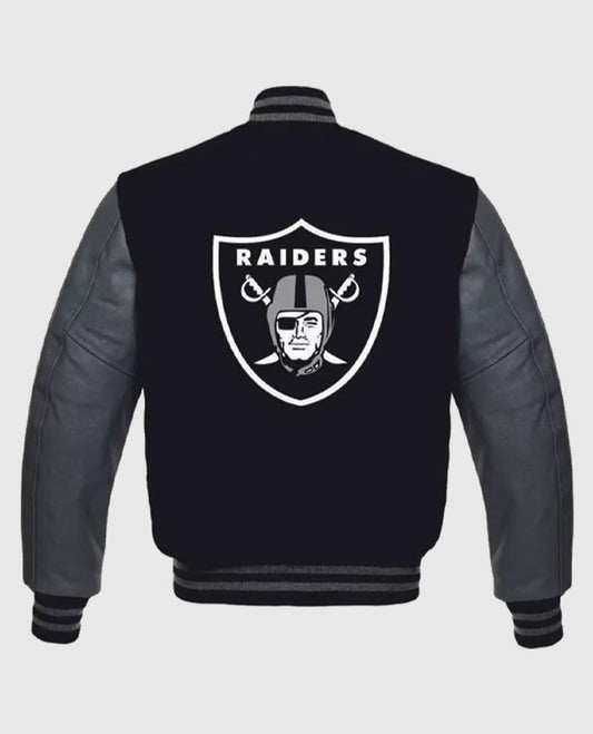 Grey Black Las Vegas Raiders Letterman Jacket