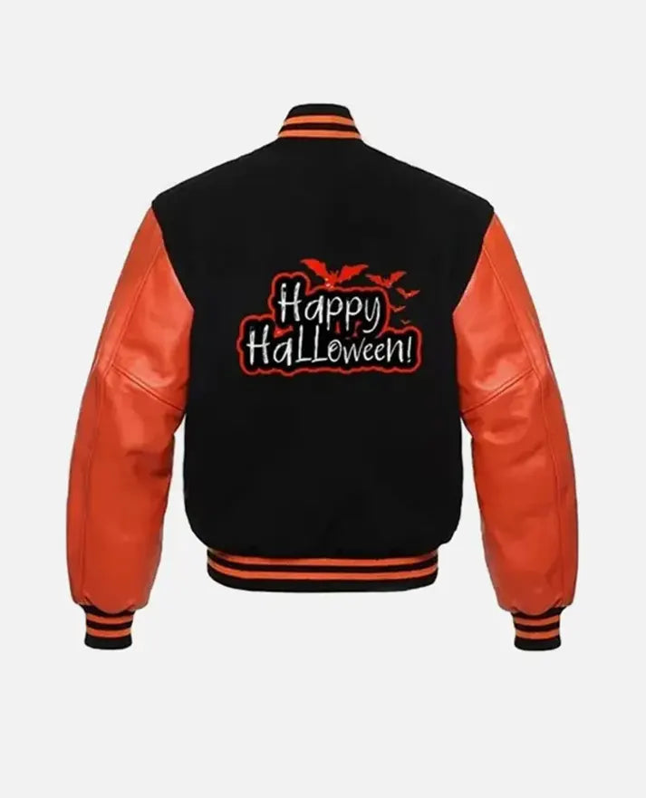 Happy Halloween Black Orange Varsity Jacket