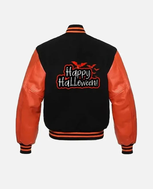 Happy Halloween Black Orange Varsity Jacket