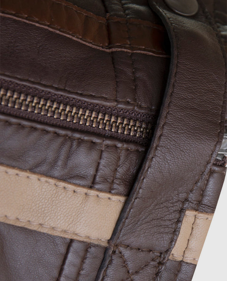 Men's SIZMA Brown Cafe Racer Leather Jacket