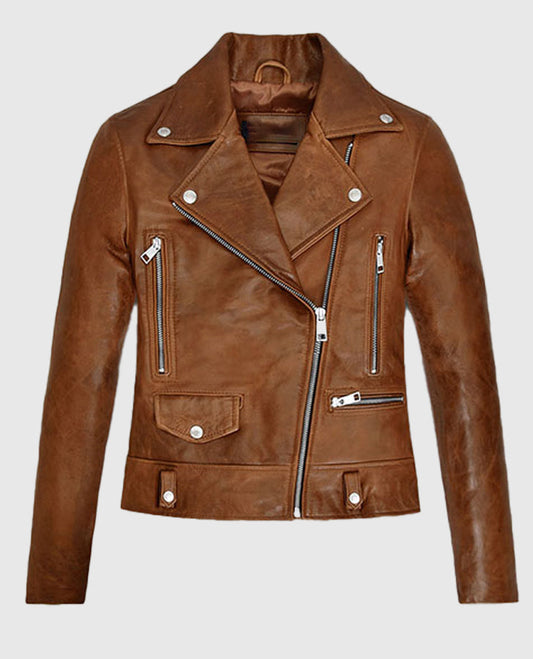 Kylie Jenner Brown Leather Biker Jacket