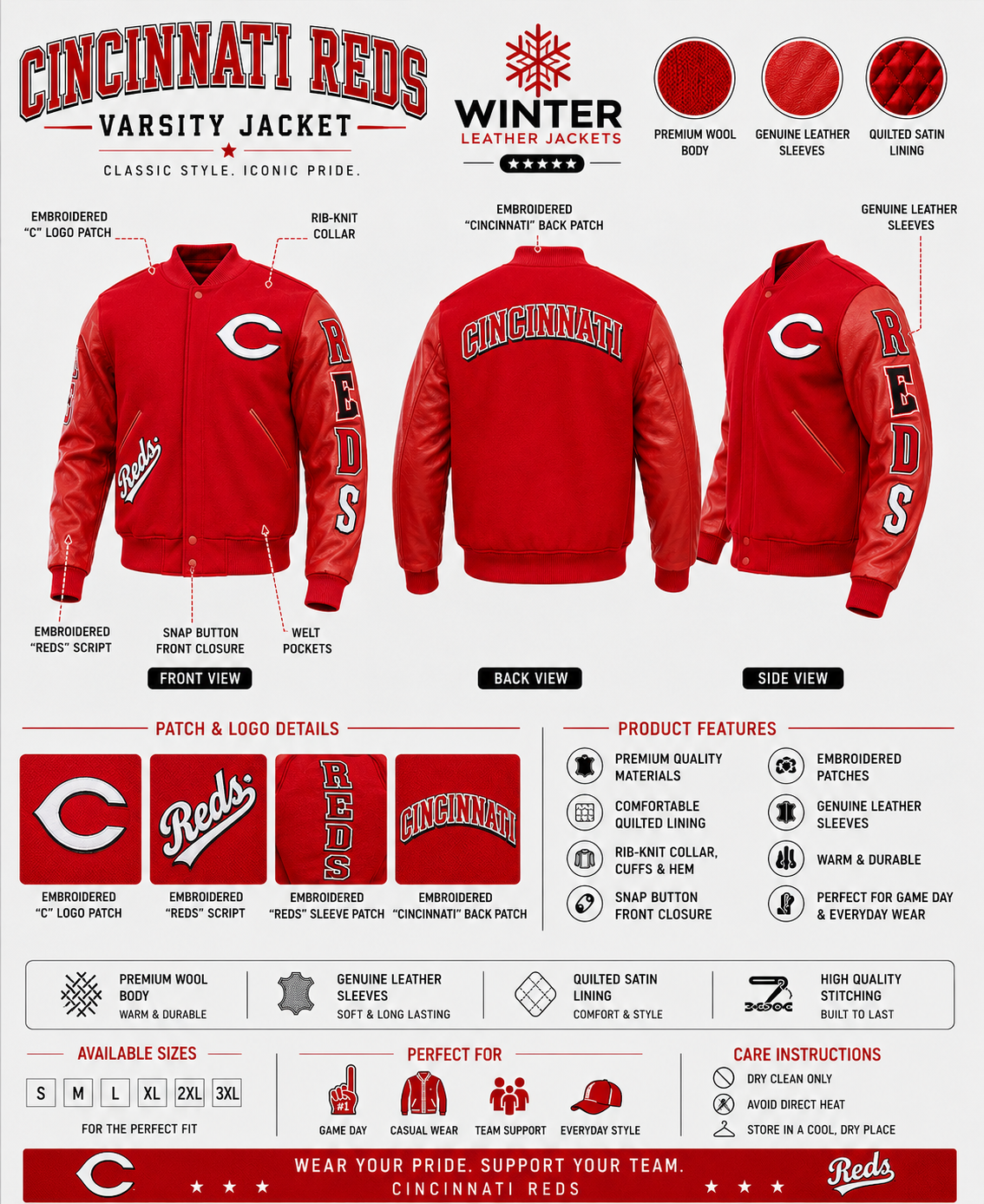 MLB Cincinnati Reds Red Varsity Jacket