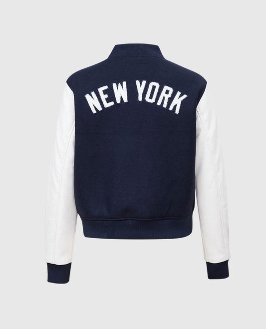 MLB New York Yankees Women's Blue White Varsity Jacket