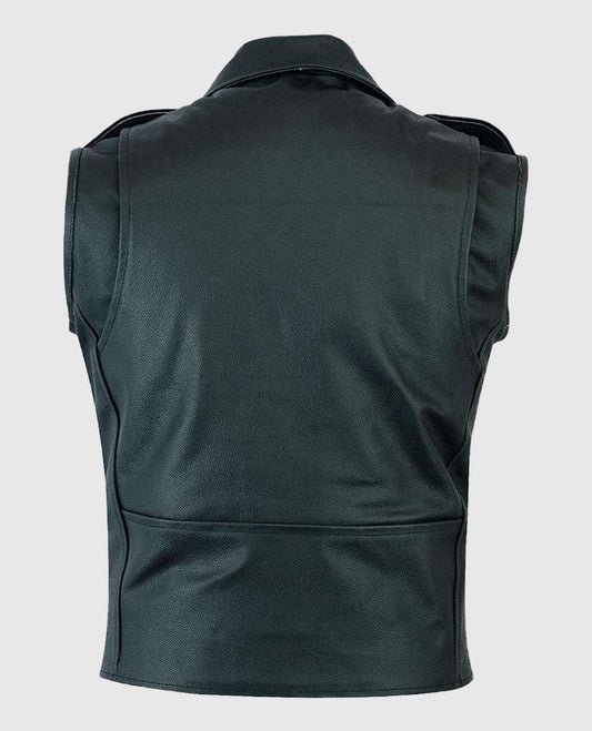 Men's Black Biker Leather Vest