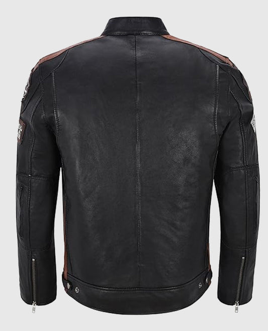 Mens Black Cafe Racer Leather Jacket