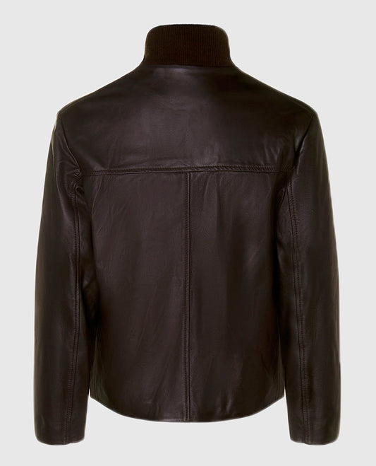Men's Casino Royale Style Brown Leather Jacket