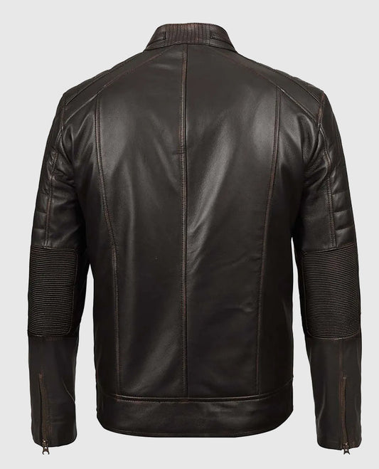 Men's Dark Brown Cafe Racer Real Leather Jacket
