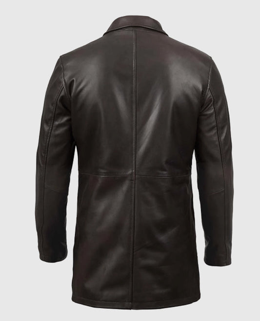 Men's Dark Brown Leather Coat