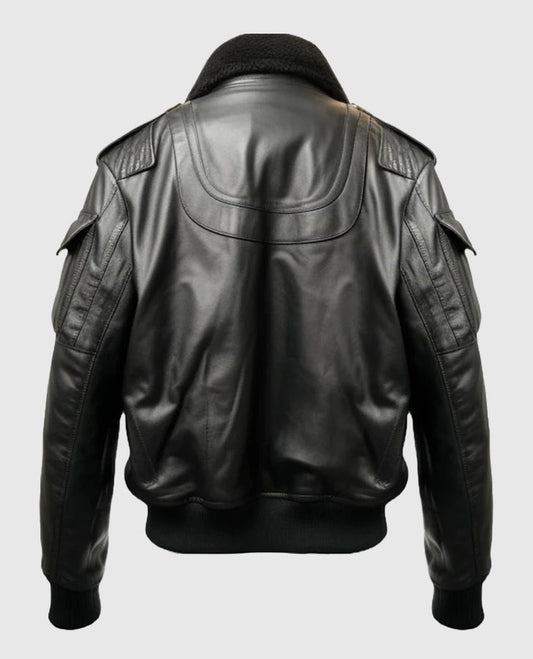 Men's Flight Black Bomber Leather Jacket