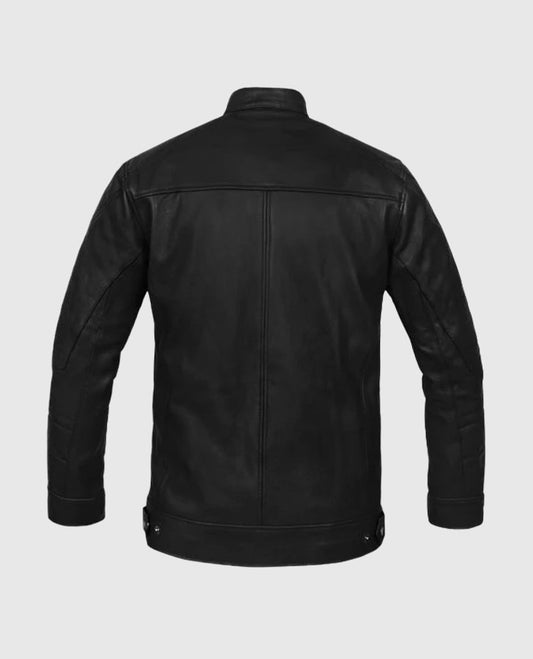 Men's Slimfit Cafe Racer Black Leather Jacket