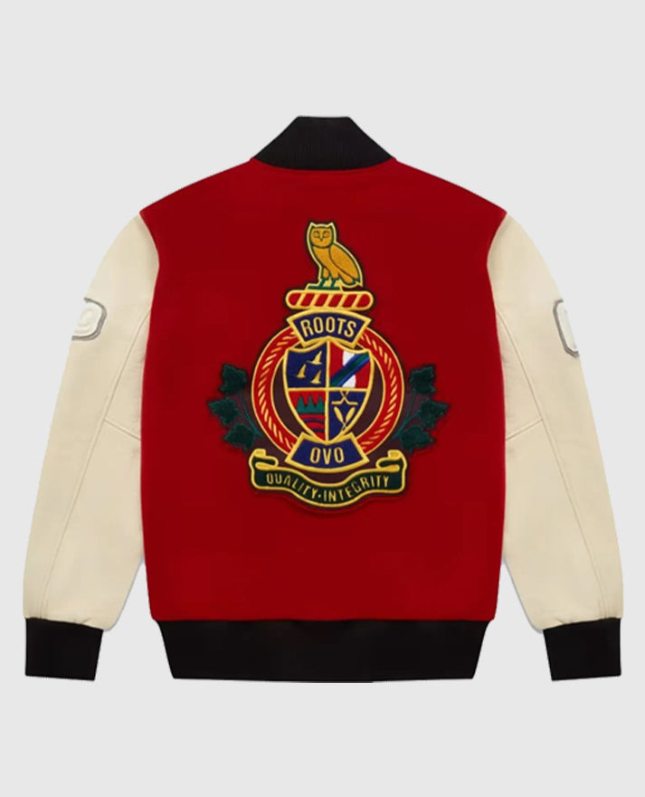 OVO Roots Red Varsity Jacket Red