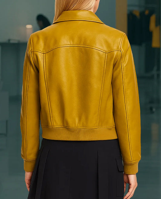 Olympo Clara Galle Yellow Bomber Jacket