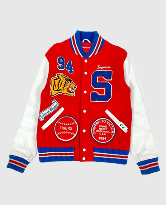 Playboi Carti Supreme Tiger Varsity Red and White Jacket