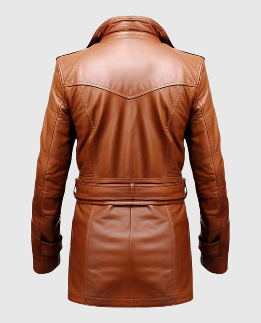 Tan Brown Leather Coat for Men