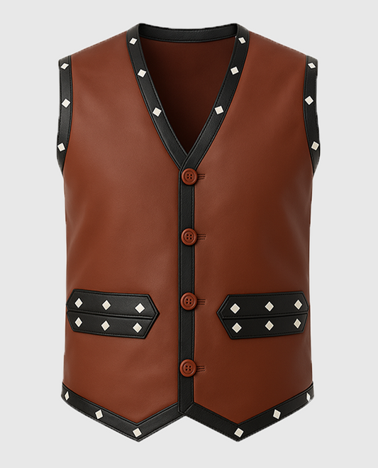 The Warriors Brown Leather Vest