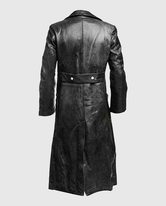 Men's Trench Black Leather Coat