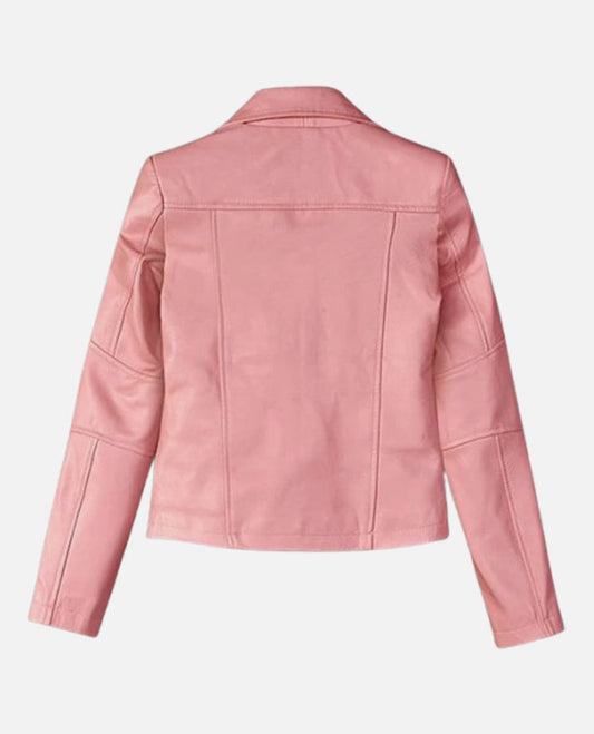 Women's Pink Biker Leather Jacket