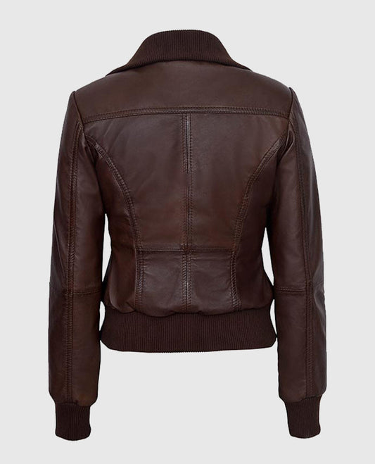 Women's Brown Bomber Leather Jacket