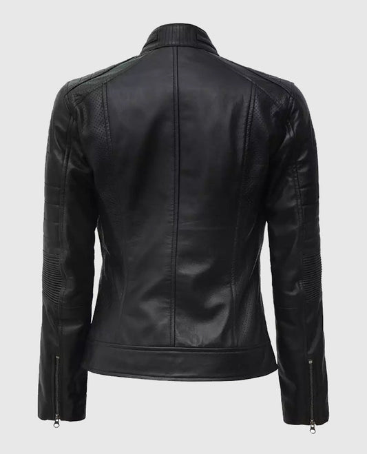 Women's Cafe Racer Black Leather Jacket