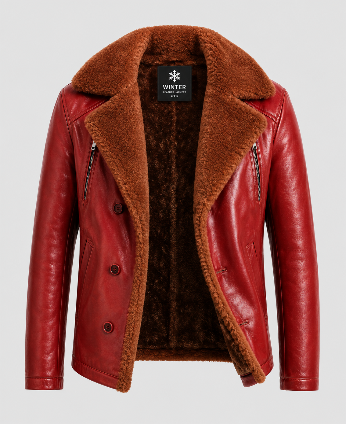Women's Red Shearling Leather Jacket