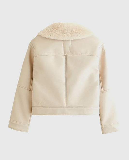 Women's White Leather Shearling Jacket