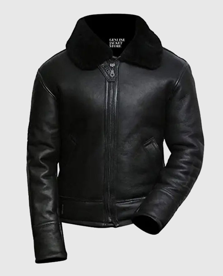 Men's Aviator B3 Black Shearling Leather Jacket