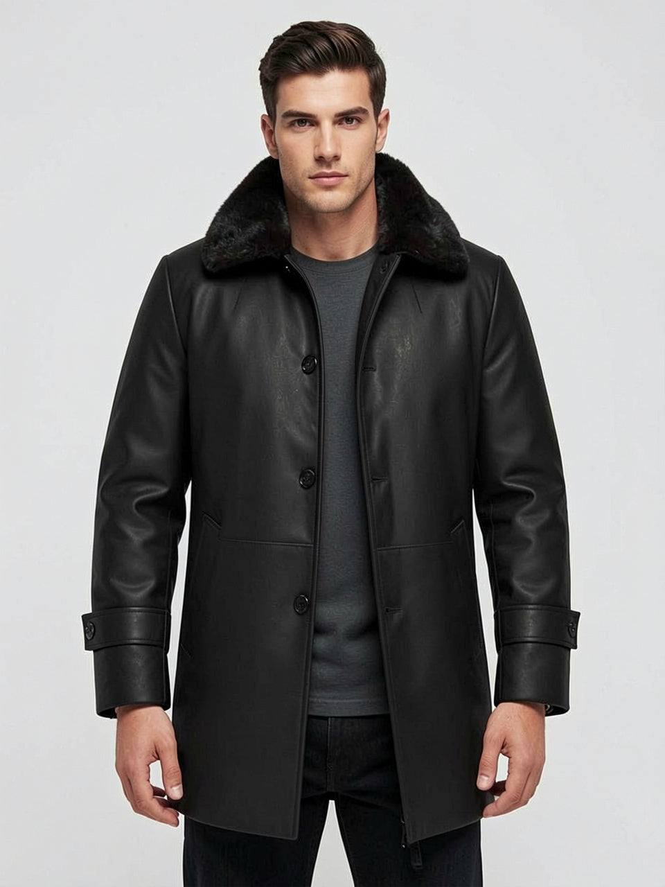 Men's Leather Trench Coats