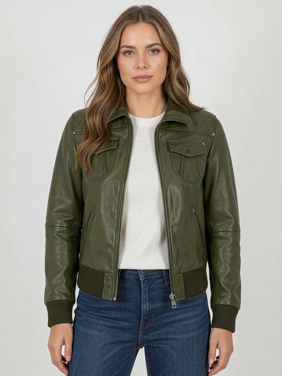 Women's Leather Bomber Jackets