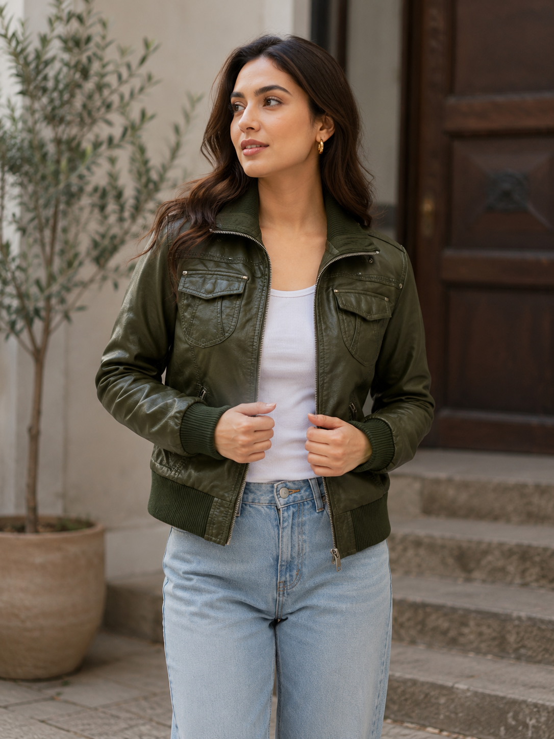 Women's Leather Bomber jacket