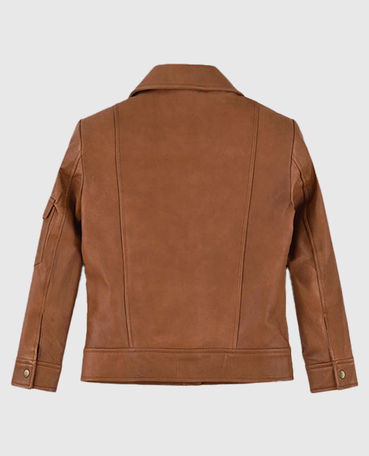 Gigi Hadid Tan Brown Leather Jacket