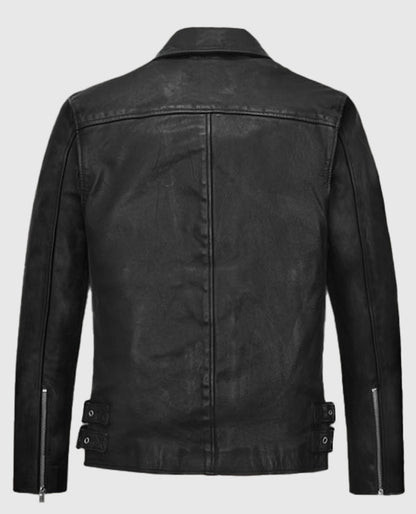 Nicholas Hoult Black Biker Leather Jacket