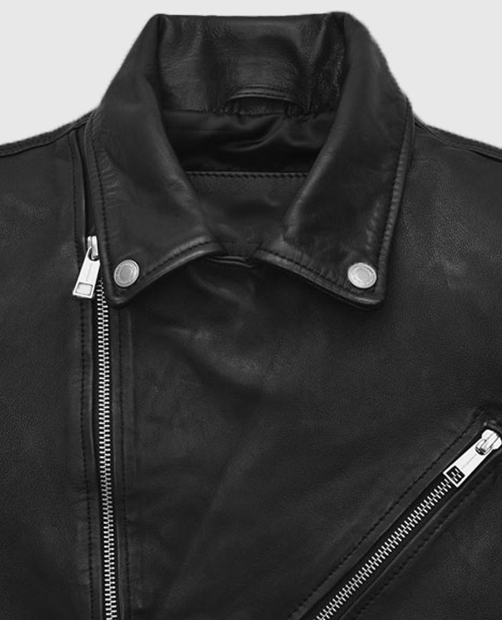 Nicholas Hoult Black Biker Leather Jacket