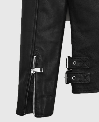 Nicholas Hoult Black Biker Leather Jacket