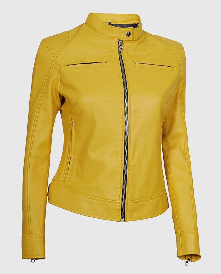 Women's-Yellow-Cafe-Racer-Leather-Jacket