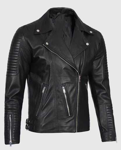 Men's Black Leather Motorcycle Jacket
